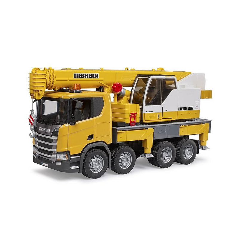Laad de afbeelding in de Gallery-viewer, Bruder 03571 Scania Super 560R Liebherr Kraanwagen + Licht En Geluid