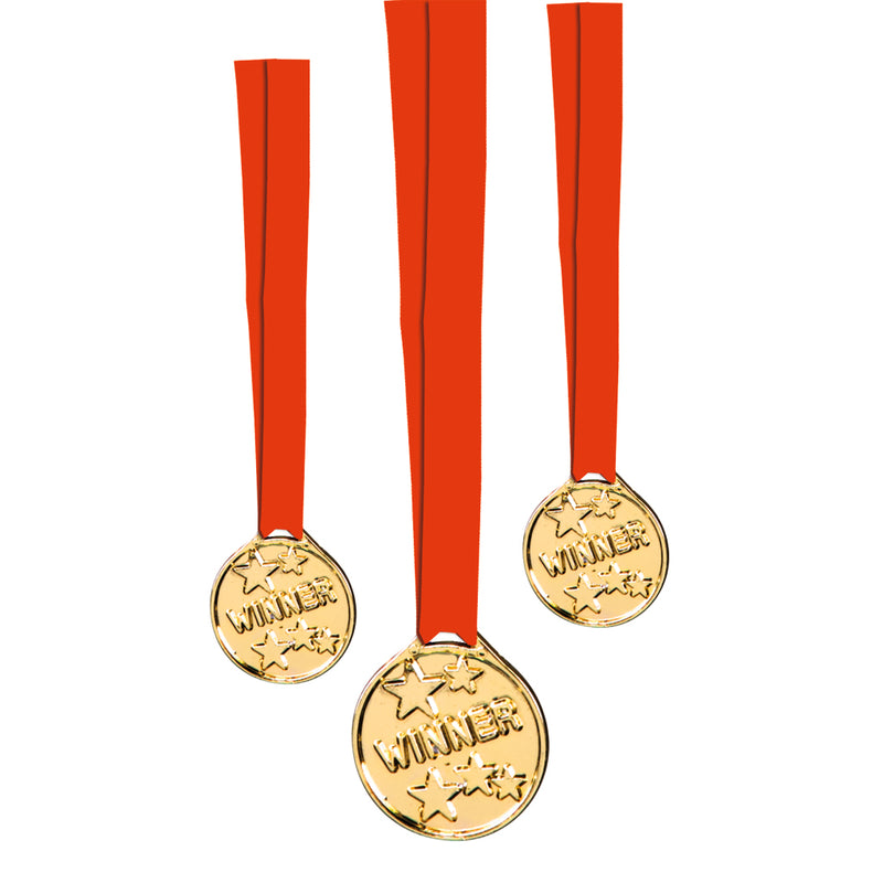 Laad de afbeelding in de Gallery-viewer, Stylex Metalen Medailles Winner 6 Stuks Goud/Rood