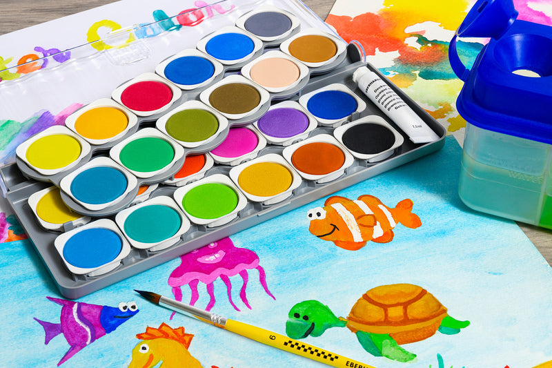 Laad de afbeelding in de Gallery-viewer, Eberhard Faber Ef-578324 Verfdoos Winner 24 Kleuren + Mengpalet