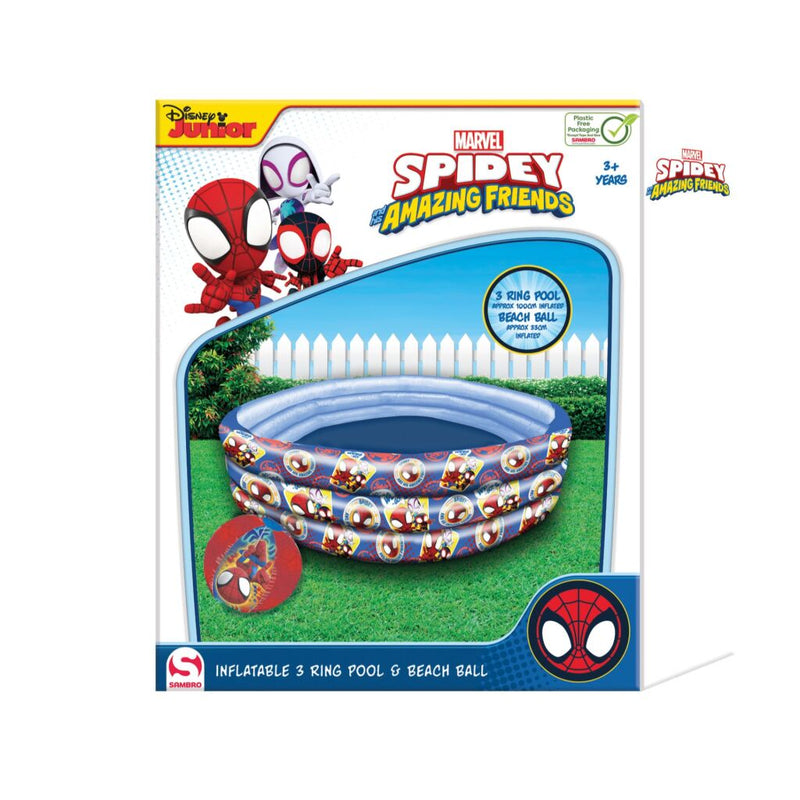 Laad de afbeelding in de Gallery-viewer, Disney Spidey And Friends 3 Rings Zwembad + Strandbal Donkerblauw/Rood