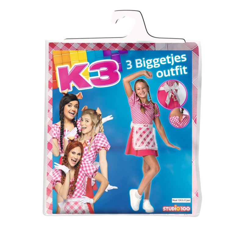 Laad de afbeelding in de Gallery-viewer, K3 Verkleedjurk 3 Biggetjes Maat 134