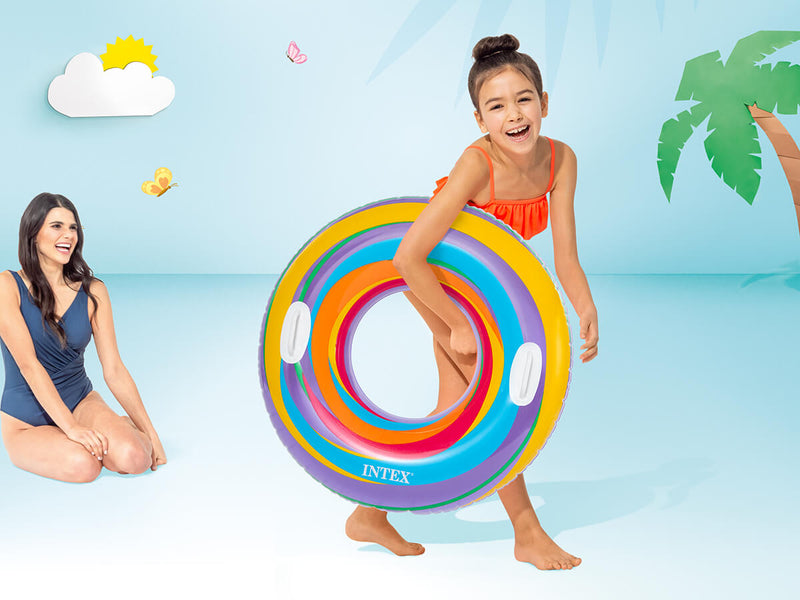 Laad de afbeelding in de Gallery-viewer, Intex Swirly Whirly Zwemband Met Handgrepen Ø 91Cm
