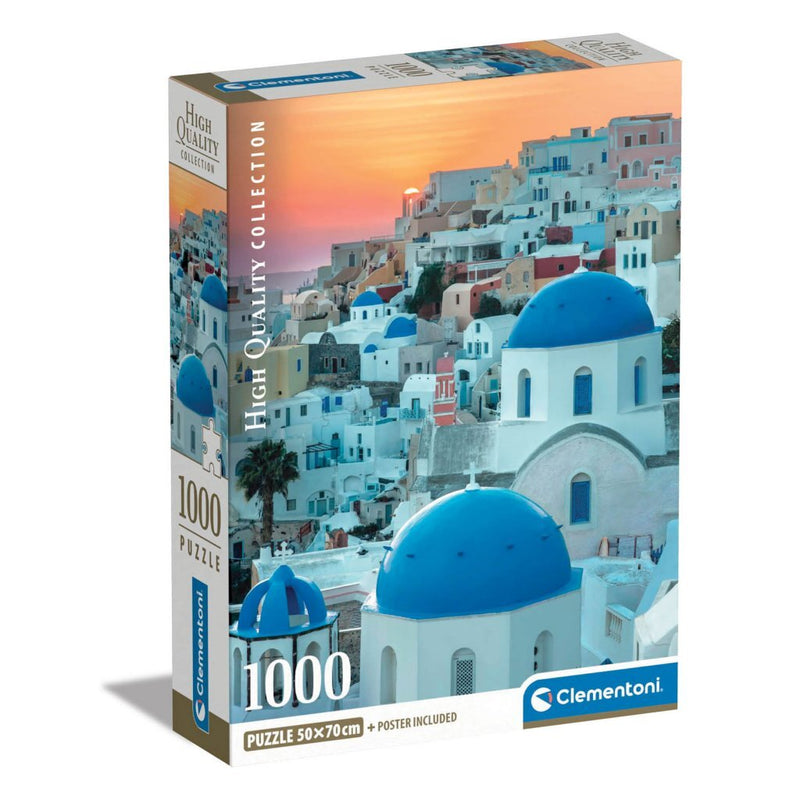 Laad de afbeelding in de Gallery-viewer, Clementoni High Quality Collection Puzzel + Poster Santorini 1000 Stukjes