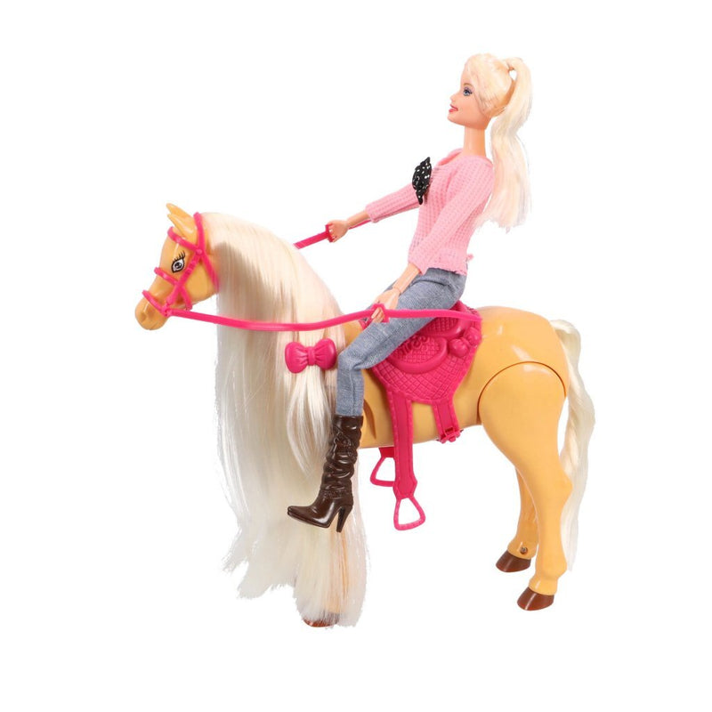 Laad de afbeelding in de Gallery-viewer, Overige Merken Pop Met Echt Lopend Paard Speelset