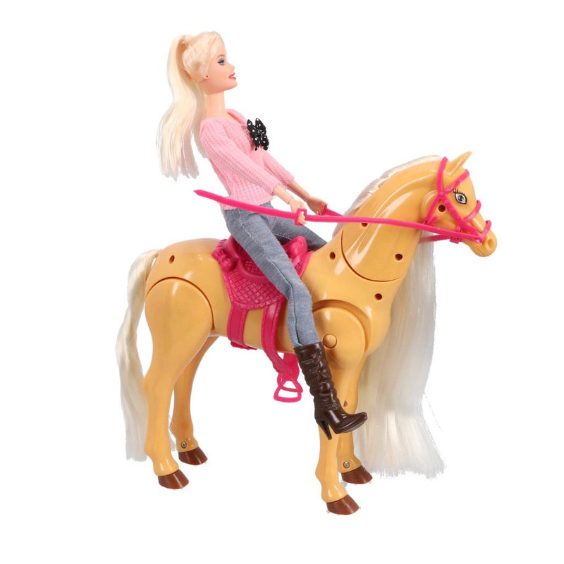 Laad de afbeelding in de Gallery-viewer, Overige Merken Pop Met Echt Lopend Paard Speelset