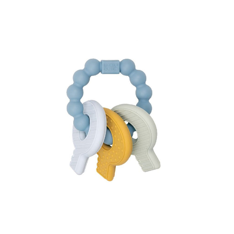 Laad de afbeelding in de Gallery-viewer, Little Dutch Bijtring Siliconen Sleutelbos Blauw