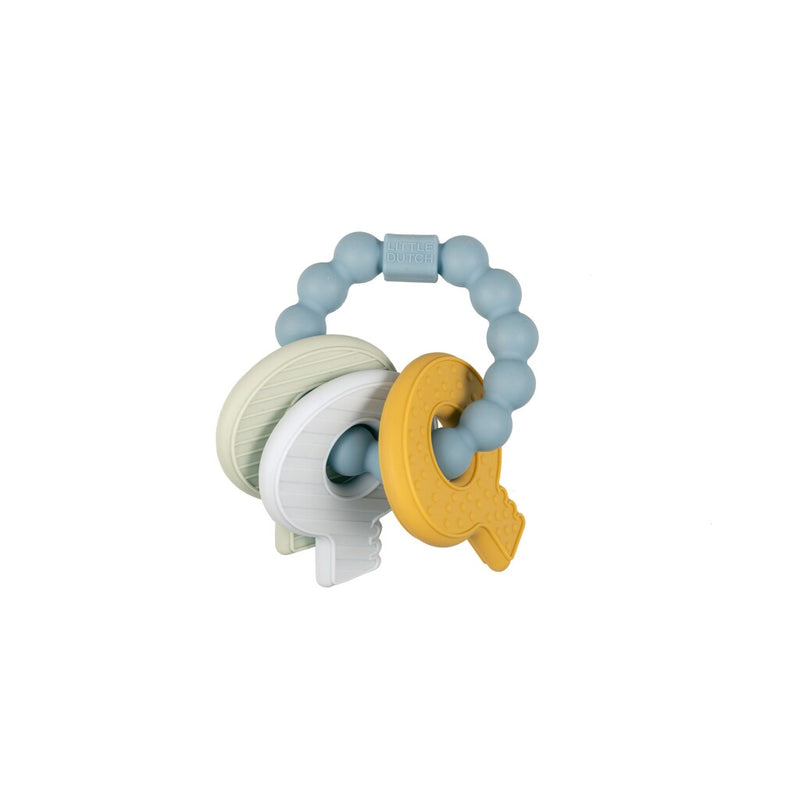 Laad de afbeelding in de Gallery-viewer, Little Dutch Bijtring Siliconen Sleutelbos Blauw