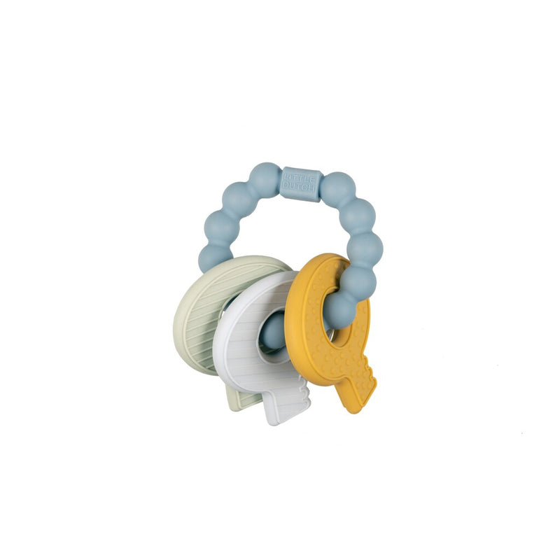 Laad de afbeelding in de Gallery-viewer, Little Dutch Bijtring Siliconen Sleutelbos Blauw