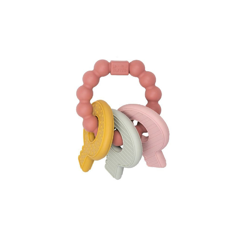 Laad de afbeelding in de Gallery-viewer, Little Dutch Bijtring Silicone Sleutelbos Roze