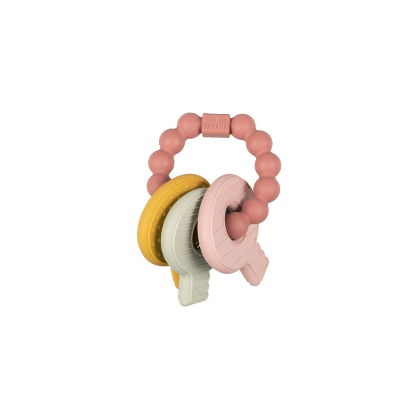 Laad de afbeelding in de Gallery-viewer, Little Dutch Bijtring Silicone Sleutelbos Roze