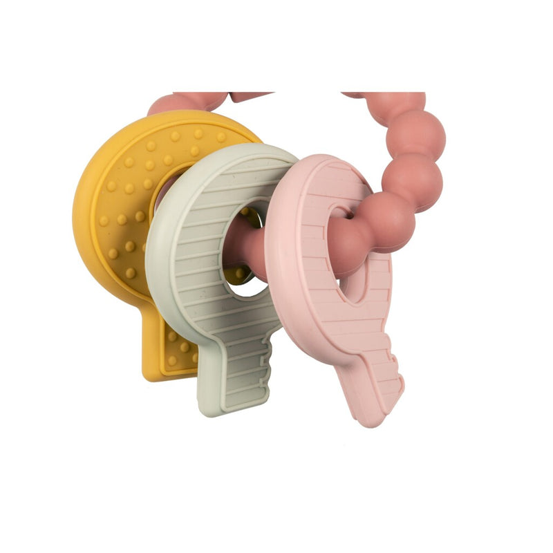 Laad de afbeelding in de Gallery-viewer, Little Dutch Bijtring Silicone Sleutelbos Roze