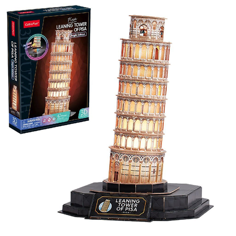 Laad de afbeelding in de Gallery-viewer, Cubic Fun 3D Puzzel Pisa + Licht 42 Stukjes