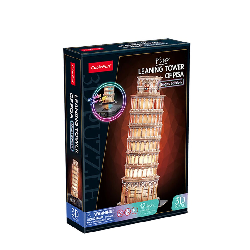 Laad de afbeelding in de Gallery-viewer, Cubic Fun 3D Puzzel Pisa + Licht 42 Stukjes