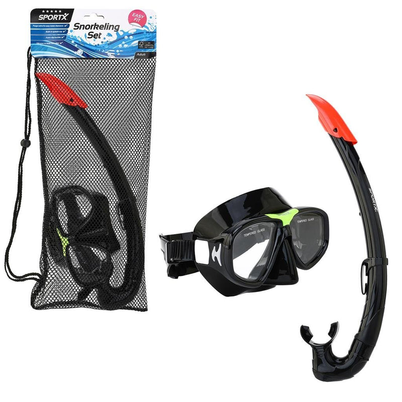 Laad de afbeelding in de Gallery-viewer, Sportx Volwassenen Snorkelset 5 Sterren Zwart
