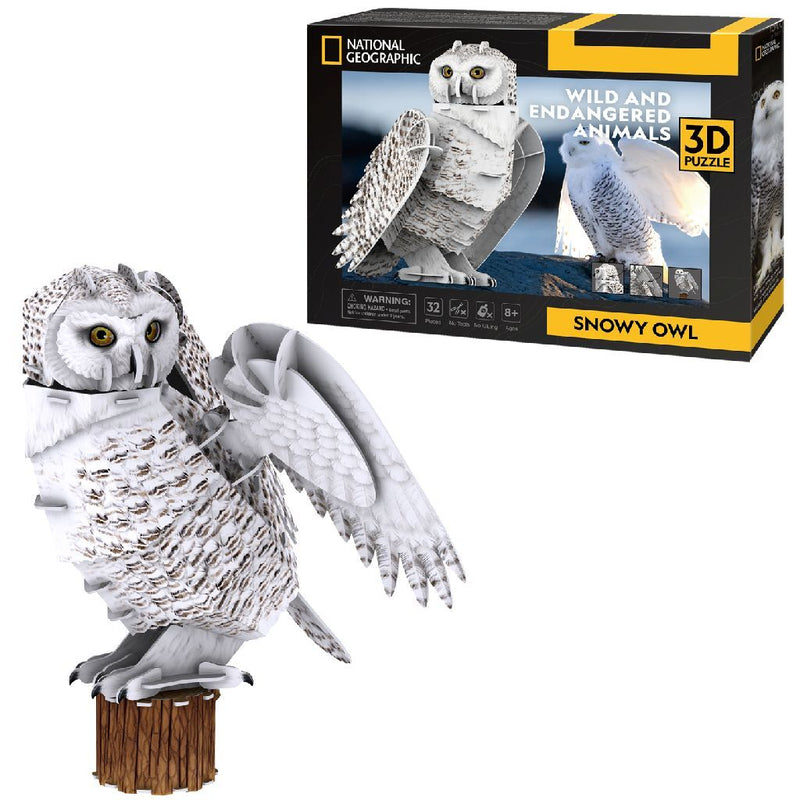 Laad de afbeelding in de Gallery-viewer, Cubic Fun National Geographic 3D Puzzel Sneeuwuil 32 Stukjes