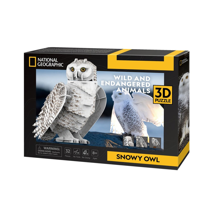 Laad de afbeelding in de Gallery-viewer, Cubic Fun National Geographic 3D Puzzel Sneeuwuil 32 Stukjes