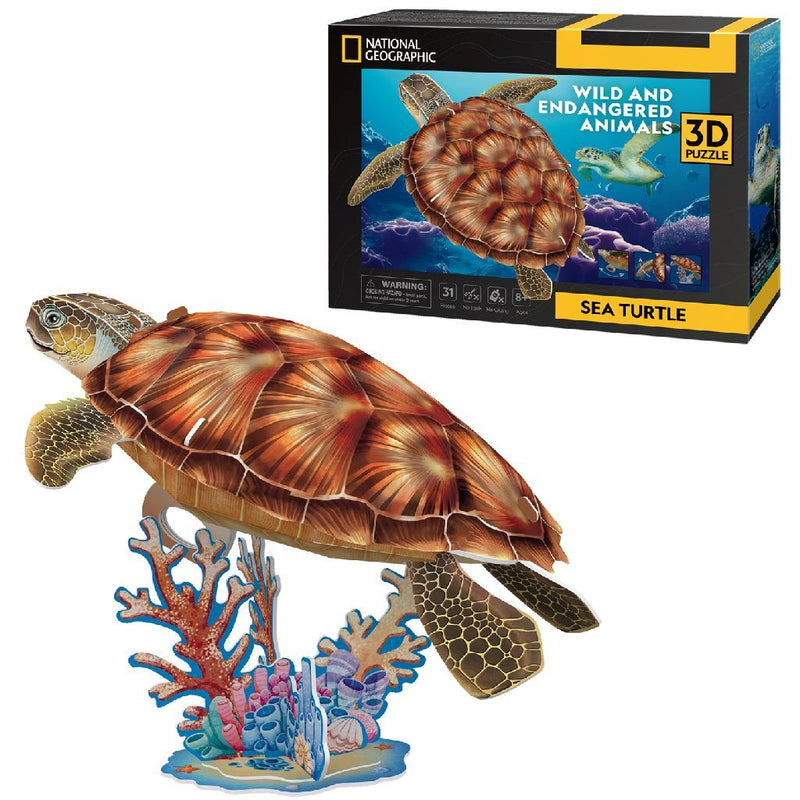 Laad de afbeelding in de Gallery-viewer, Cubic Fun National Geographic 3D Puzzel Zeeschildpad 31 Stukjes