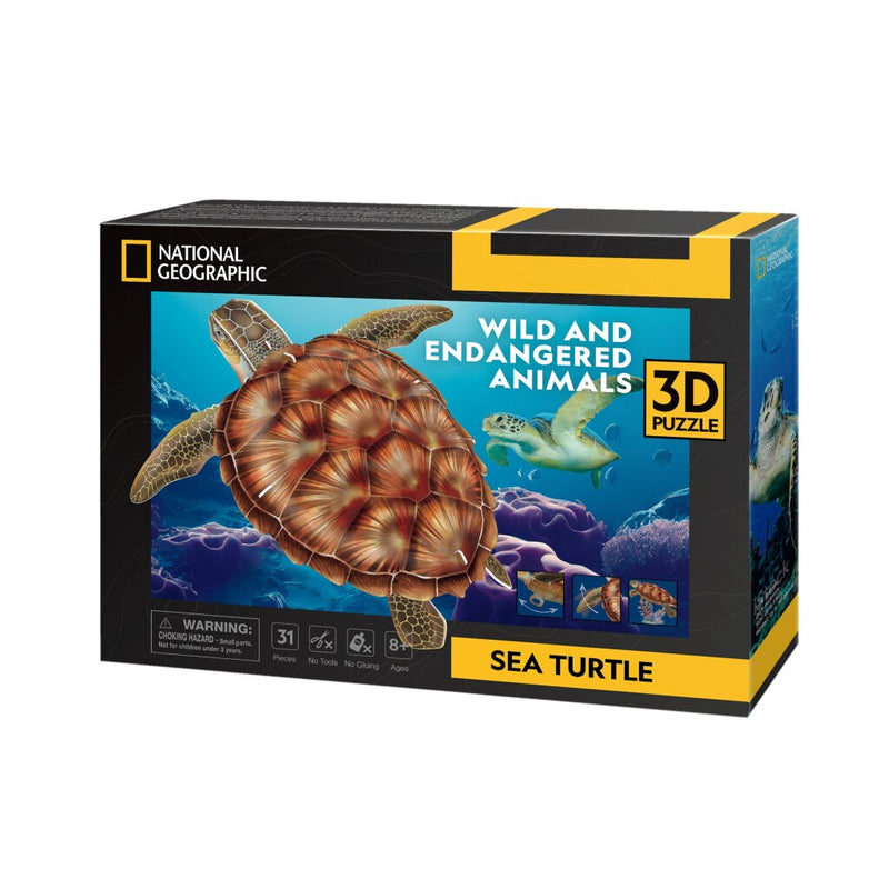 Laad de afbeelding in de Gallery-viewer, Cubic Fun National Geographic 3D Puzzel Zeeschildpad 31 Stukjes