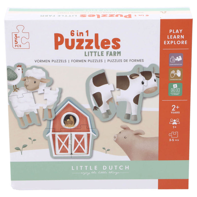 Laad de afbeelding in de Gallery-viewer, Little Dutch Farm 6In1 Puzzel 3-5 Stukjes