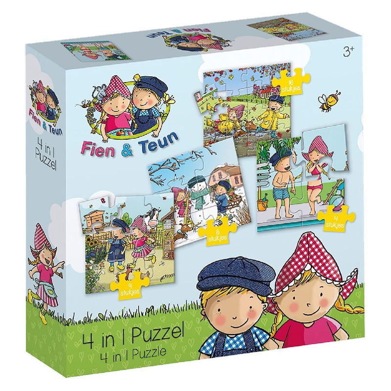 Laad de afbeelding in de Gallery-viewer, Bambolino Toys Fien En Teun 4In1 Puzzel 4-16 Stukjes