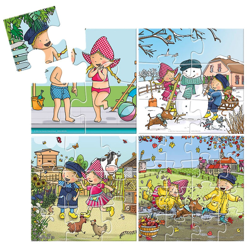 Laad de afbeelding in de Gallery-viewer, Bambolino Toys Fien En Teun 4In1 Puzzel 4-16 Stukjes