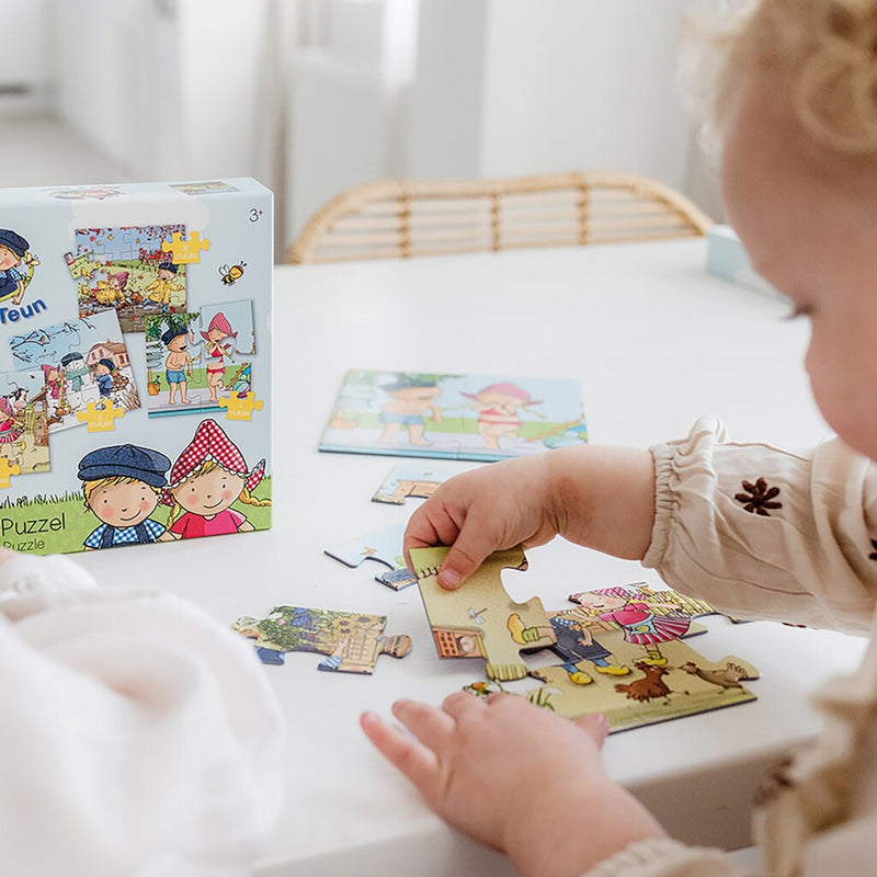 Laad de afbeelding in de Gallery-viewer, Bambolino Toys Fien En Teun 4In1 Puzzel 4-16 Stukjes