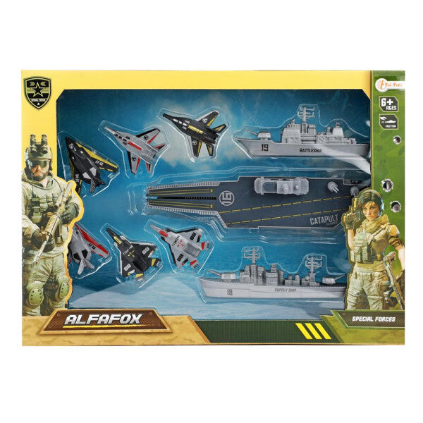 Laad de afbeelding in de Gallery-viewer, Toi-Toys Toi Toys Alfafox Militair Vliegdekschip Met Lanceer Straaljagers