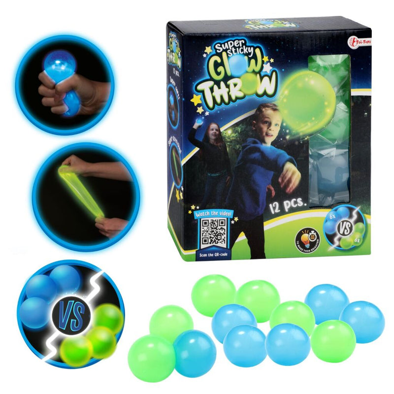 Laad de afbeelding in de Gallery-viewer, Toi-Toys Glow Throw Glow In The Dark Ballen 12 Stuks