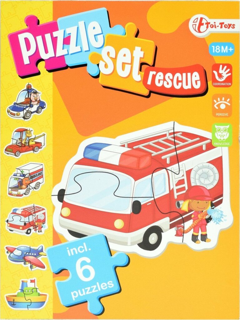 Laad de afbeelding in de Gallery-viewer, Toi-Toys Legpuzzel Set Hulpdiensten Junior Karton 15 Stukjes
