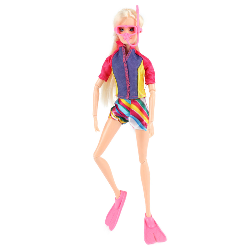 Laad de afbeelding in de Gallery-viewer, Lauren Deluxe Tienerpop Duikster Met Glitter Dolfijn