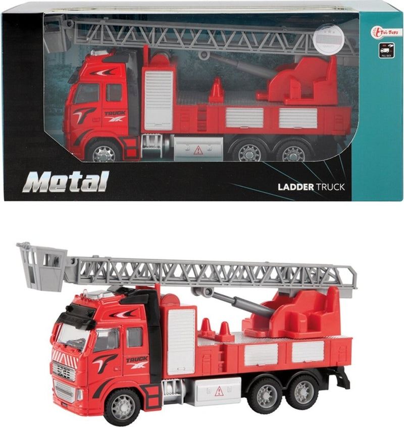 Laad de afbeelding in de Gallery-viewer, Metal Brandweerwagen 1:38 Rood 12Cm