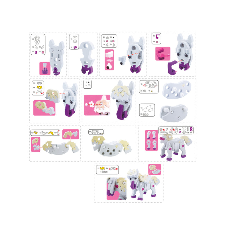 Laad de afbeelding in de Gallery-viewer, Toi-Toys 3D Puzzel Constuksructiefoam Paard Diy Set S