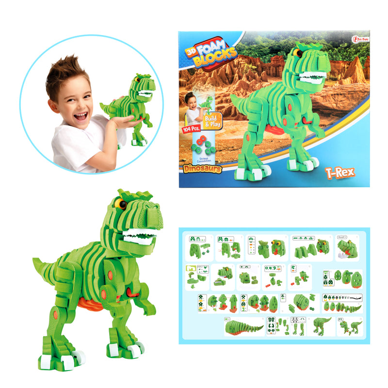 Laad de afbeelding in de Gallery-viewer, Toi-Toys Knutselpuzzel Dinosaurus 25,8 Cm Groen 104-Delig