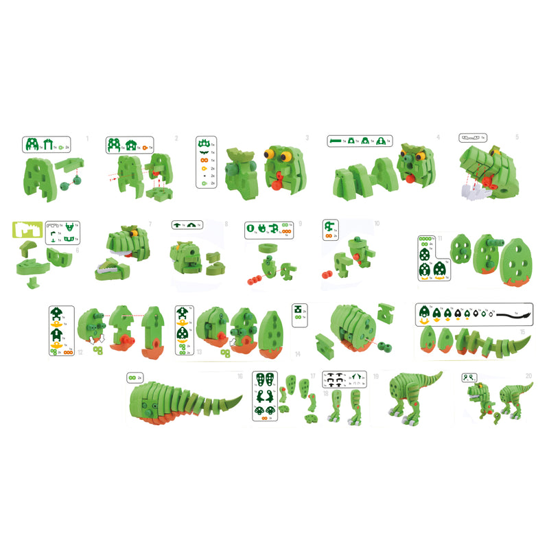 Laad de afbeelding in de Gallery-viewer, Toi-Toys Knutselpuzzel Dinosaurus 25,8 Cm Groen 104-Delig