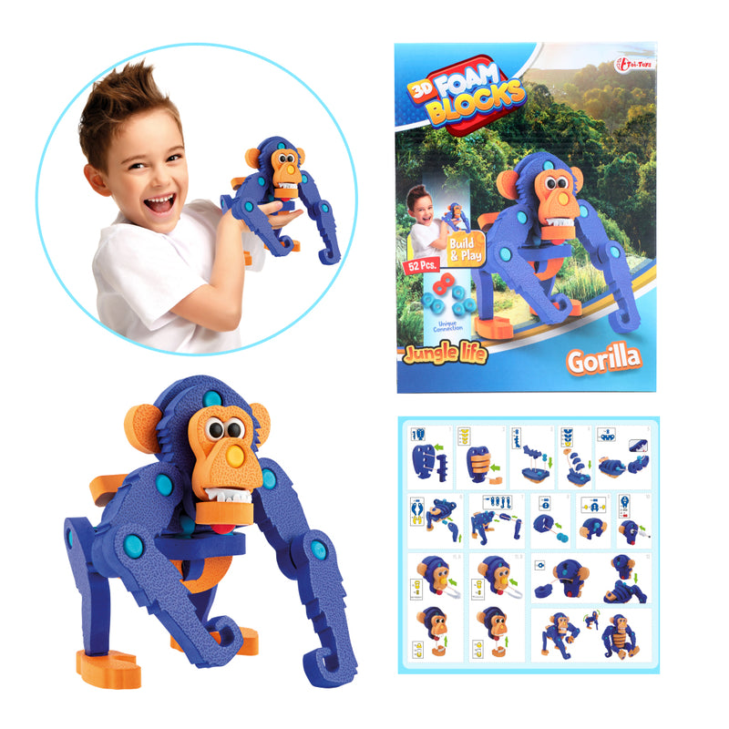 Laad de afbeelding in de Gallery-viewer, Toi-Toys Knutselpuzzel Aap Junior 25,8 Cm Blauw 59-Delig