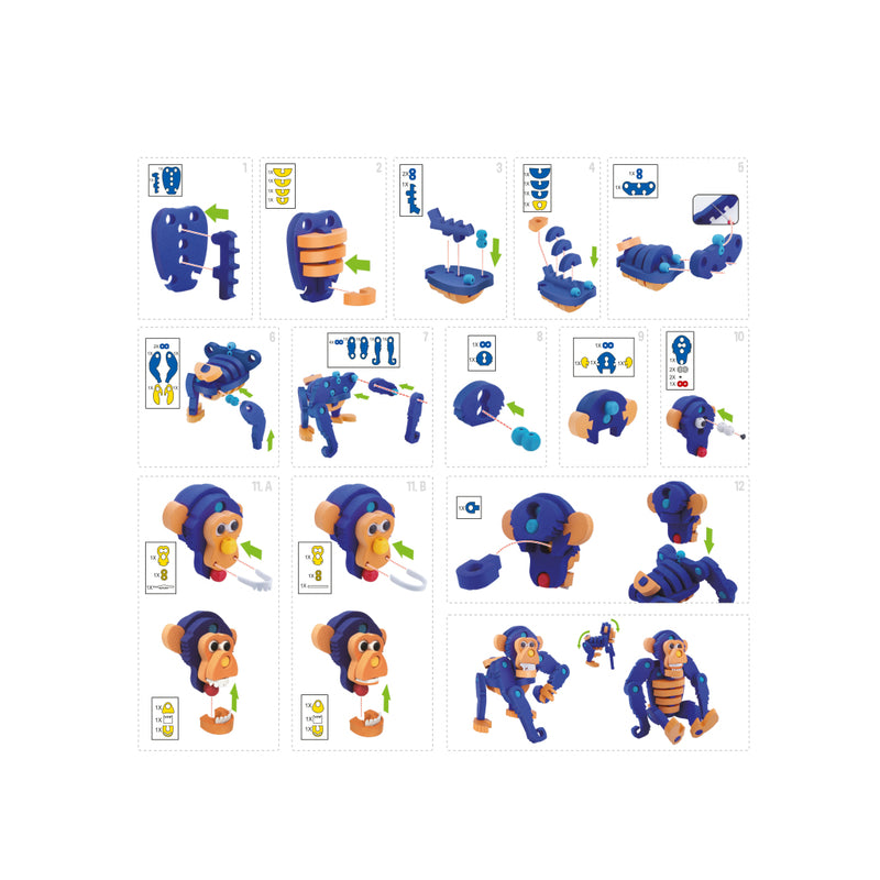 Laad de afbeelding in de Gallery-viewer, Toi-Toys Knutselpuzzel Aap Junior 25,8 Cm Blauw 59-Delig