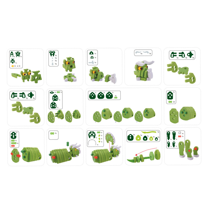 Laad de afbeelding in de Gallery-viewer, Toi-Toys Knutselpuzzel Tricera Junior 25,8 Cm Groen 59-Delig