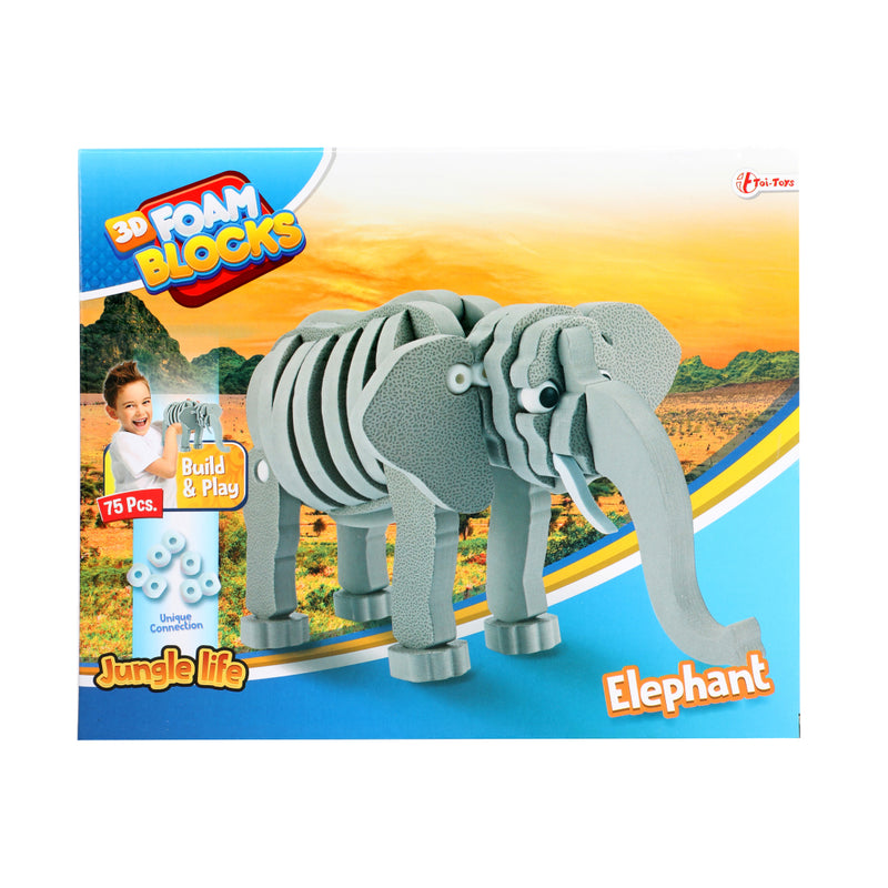 Laad de afbeelding in de Gallery-viewer, Toi-Toys 3D Puzzel Olifant Junior 31,5 Cm Foam Grijs 75-Delig