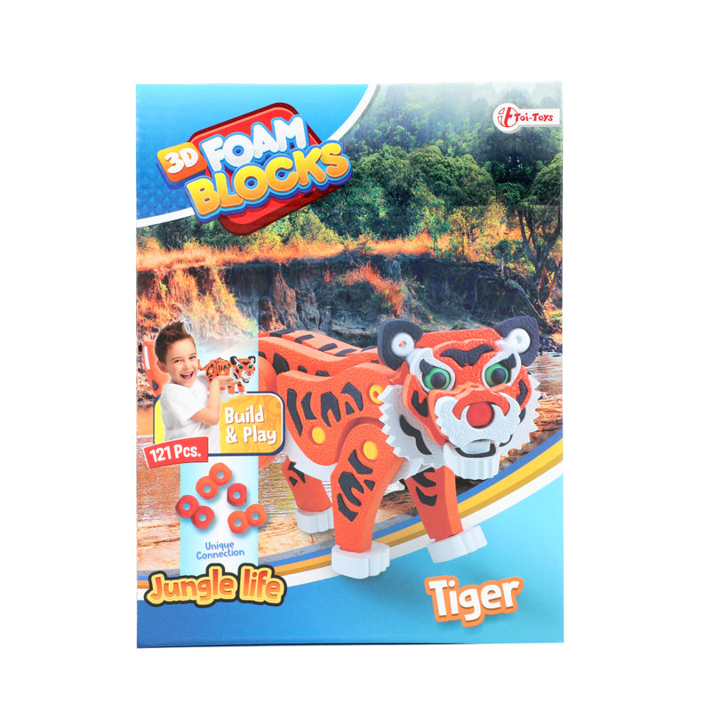 Laad de afbeelding in de Gallery-viewer, Toi-Toys 3D Puzzel Tijger Junior 31,5 Cm Foam Oranje 121-Delig