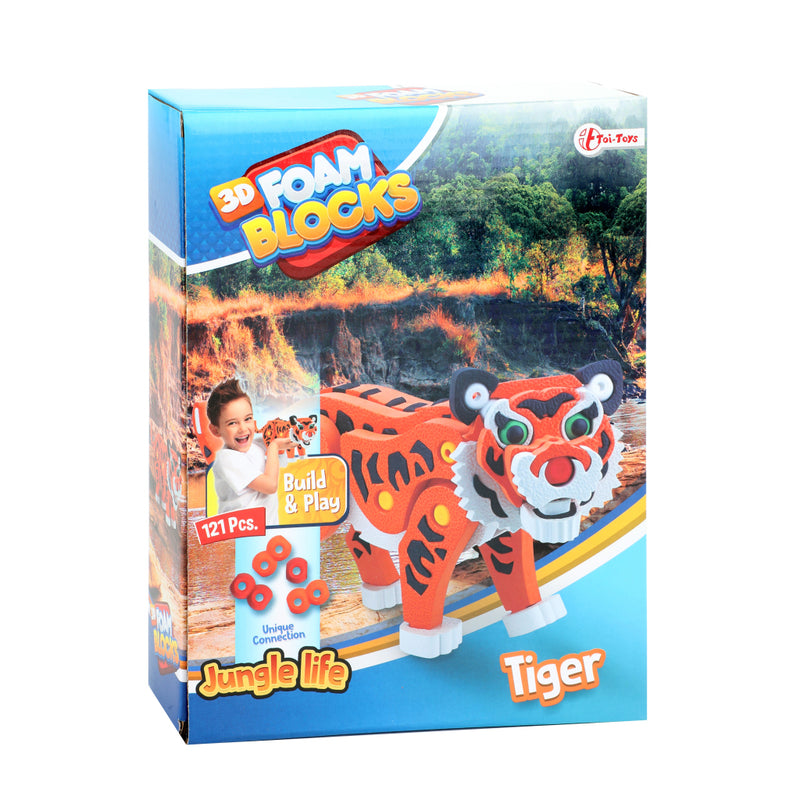Laad de afbeelding in de Gallery-viewer, Toi-Toys 3D Puzzel Tijger Junior 31,5 Cm Foam Oranje 121-Delig
