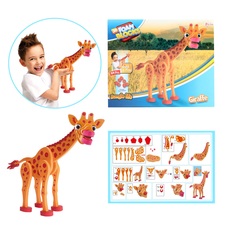 Laad de afbeelding in de Gallery-viewer, Toi-Toys 3D Puzzel Giraffe Junior 31,5 Cm Foam Oranje 104-Delig