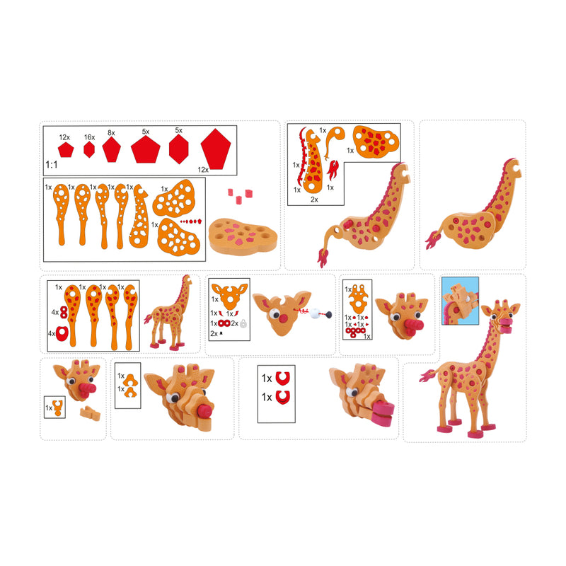 Laad de afbeelding in de Gallery-viewer, Toi-Toys 3D Puzzel Giraffe Junior 31,5 Cm Foam Oranje 104-Delig