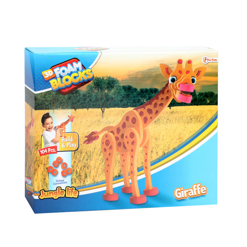 Laad de afbeelding in de Gallery-viewer, Toi-Toys 3D Puzzel Giraffe Junior 31,5 Cm Foam Oranje 104-Delig