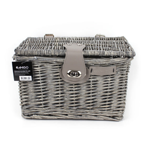 Laad de afbeelding in de Gallery-viewer, Amigo Fietsmand Met Deksel 10 Liter Riet As