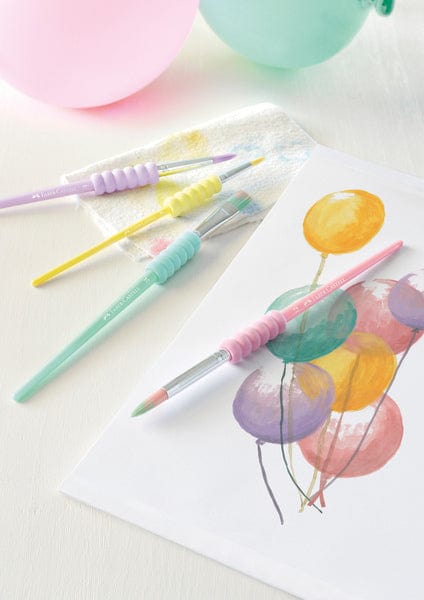 Laad de afbeelding in de Gallery-viewer, Faber Castell Fc-481620 Penselenset Soft Touch 4 Stuks Pastel Kleuren