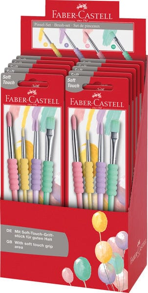 Laad de afbeelding in de Gallery-viewer, Faber Castell Fc-481620 Penselenset Soft Touch 4 Stuks Pastel Kleuren