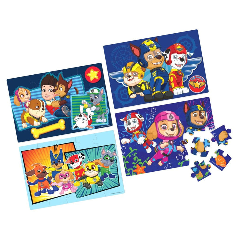 Laad de afbeelding in de Gallery-viewer, Paw Patrol Shoe Box 4 Houten Puzzels 12-16-20-24 Stukjes