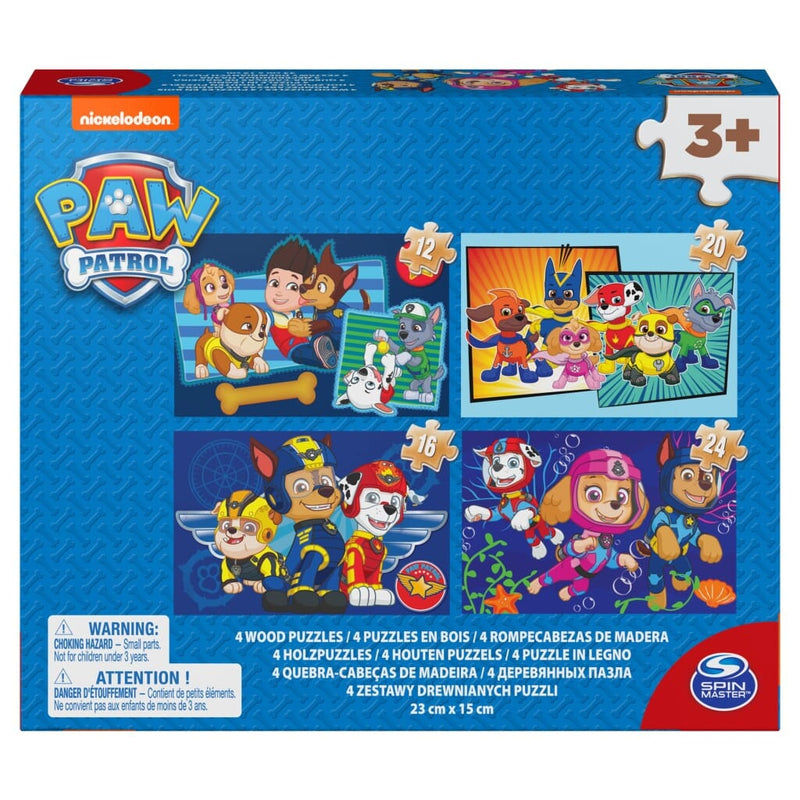 Laad de afbeelding in de Gallery-viewer, Paw Patrol Shoe Box 4 Houten Puzzels 12-16-20-24 Stukjes