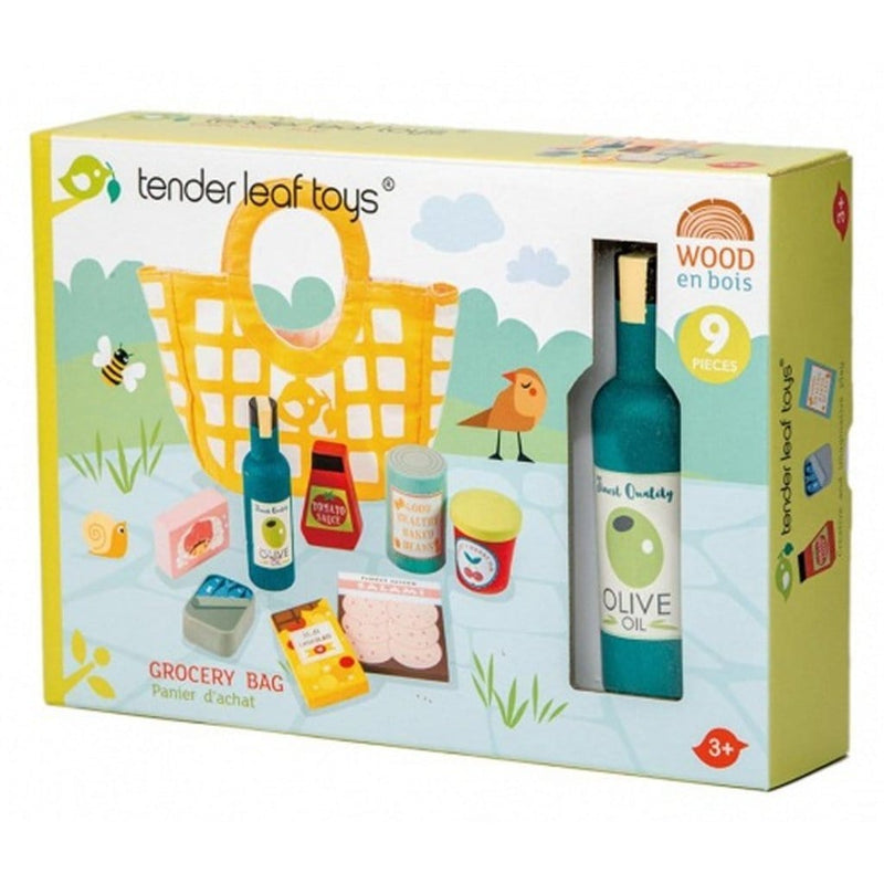 Laad de afbeelding in de Gallery-viewer, Tender Toys Houten Boodschappen + Canvas Tas