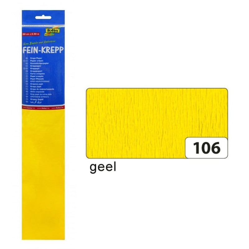 Laad de afbeelding in de Gallery-viewer, Folia Fo-822106 Crepepapier 50Cmx2,5M Krimp à 10 Vouw Geel